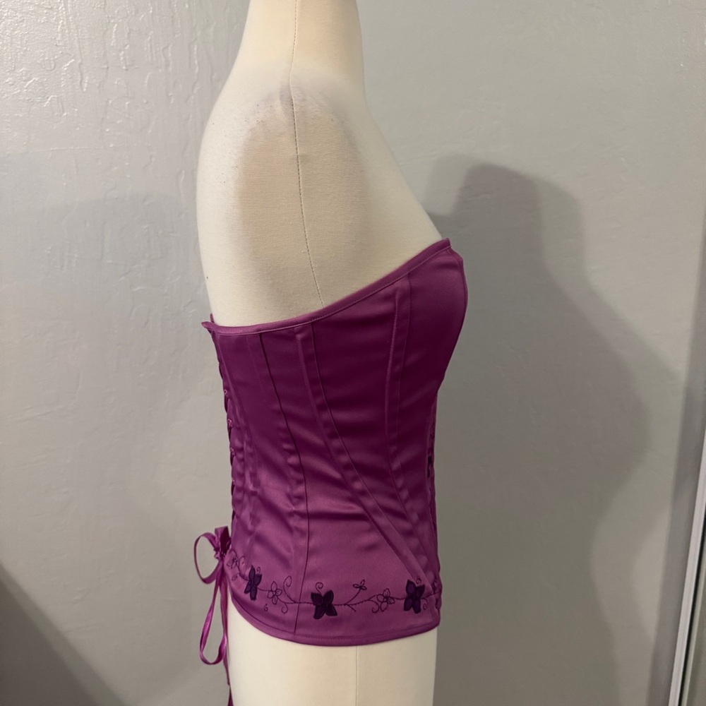 Vintage Y2K Charlotte Russe Purple Floral Corset - Picture 4 of 9